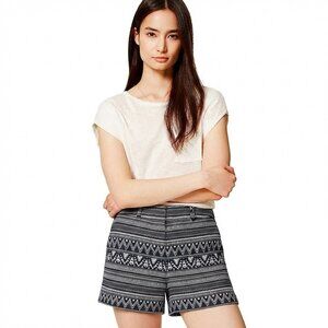 NWT LOFT Industrial Navy 4 Inch Jacquard Shorts Size 0 Womens XS New
